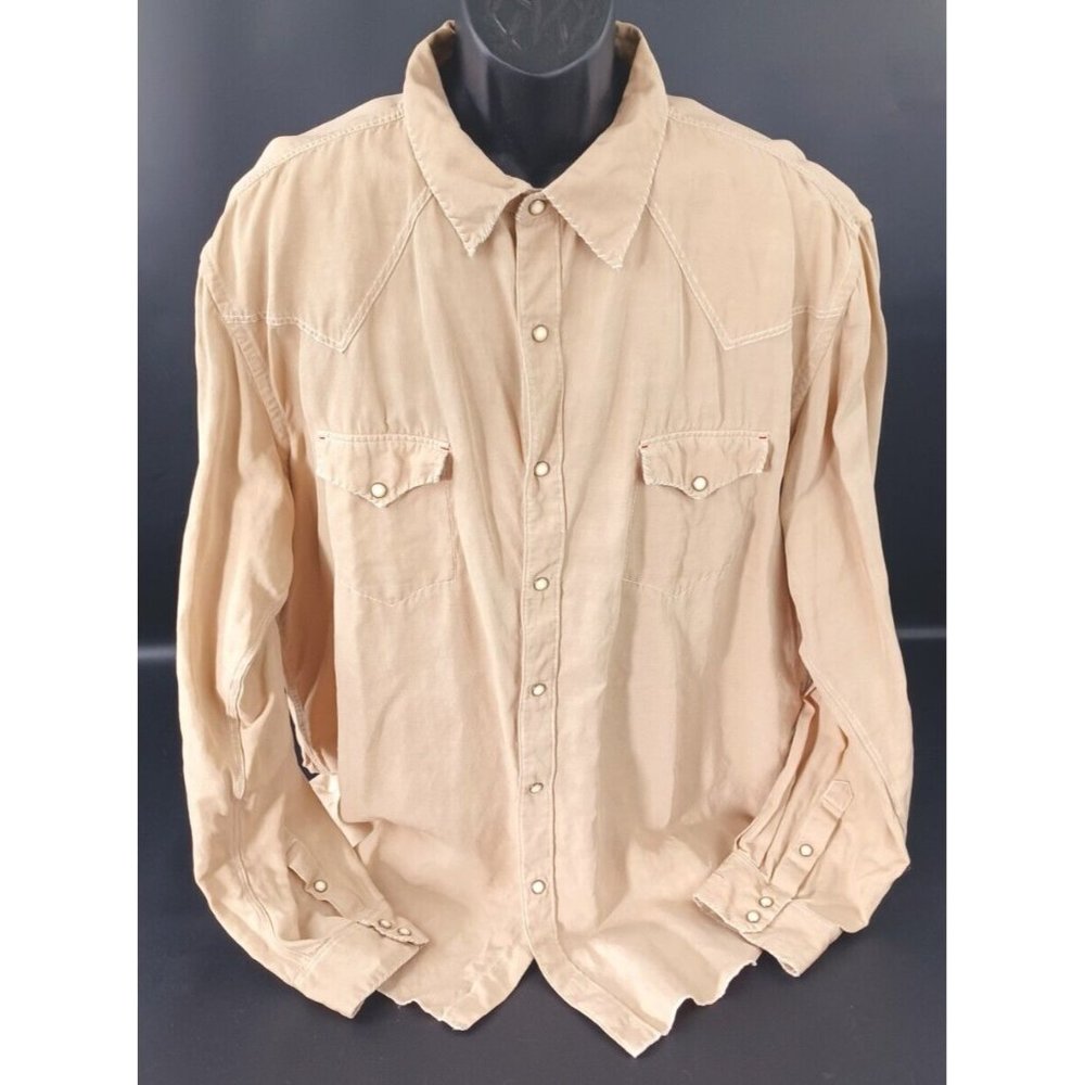 Ryan Michael Mens Silk Blend Western Shirt Long Sleeve Pearl Snap Button XXXL